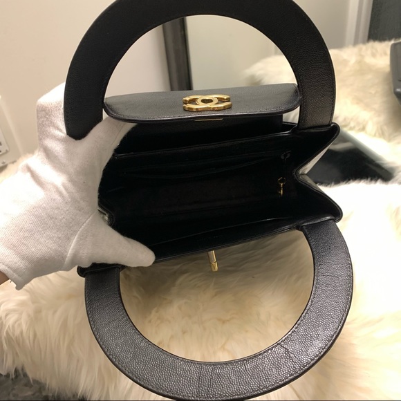❌SOLD❌CHANEL vintage black gold caviar leather top handle Kelly bag - Picture 9 of 9